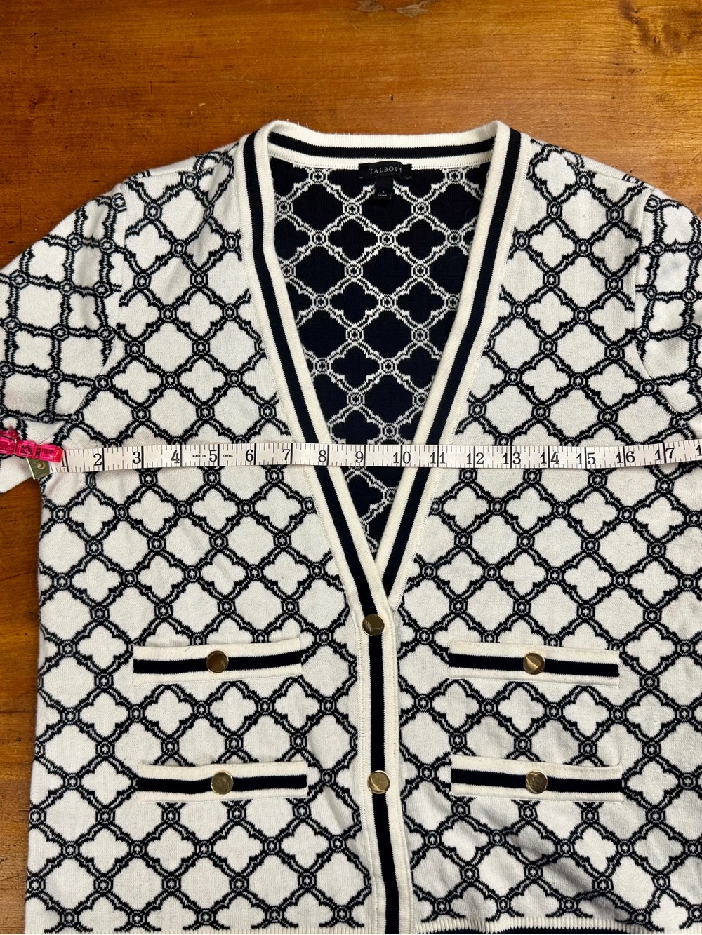 Talbots, Women’s White & Black Lattice Print Sweater, Size Small - Picture 10 of 12